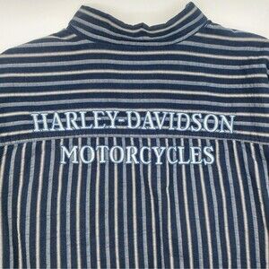 Harley Davidson Genuine Long Sleeve Button Up Shirt Embroidered Men's 3XL Navy